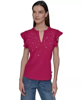 Женский вязаный топ с рюшами и шипами KARL LAGERFELD PARIS, розовый