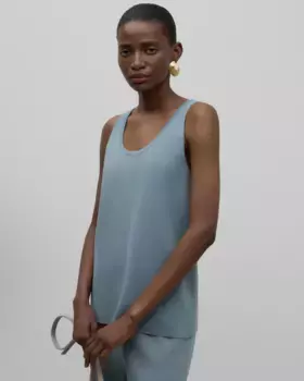 Женский вязаный топ с вышитым логотипом Adolfo Dominguez, светло-серый