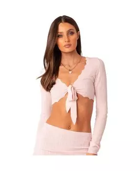 Женский вязаный топ с завязками спереди Edikted, розовый