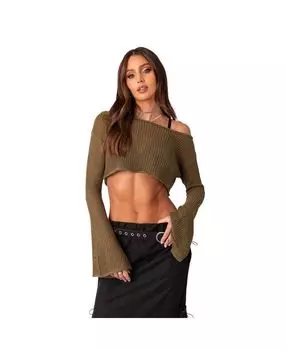 Женский вязаный укороченный топ с открытыми плечами Edikted
