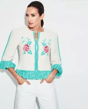 Женский вязаный жакет с бахромой и французскими рукавами The Extreme Collection