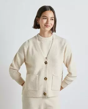 Женский вязаный жакет с V-образным вырезом Easy Wear, коричневый