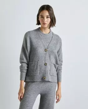 Женский вязаный жакет с V-образным вырезом Easy Wear, светло-серый