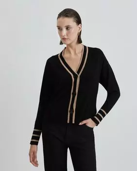 Женский вязаный жакет с V-образным вырезом и застежкой на пуговицы Simorra, черный