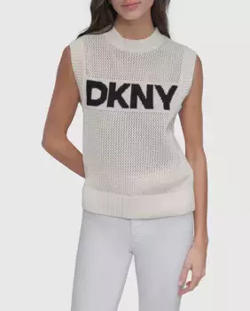Женский вязаный жилет без рукавов Dkny Jeans, цвет Crudo