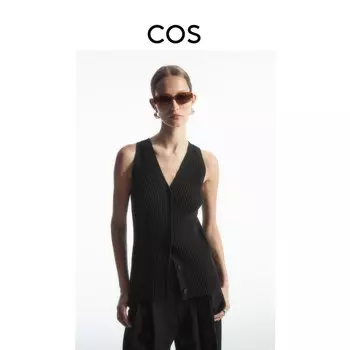 Женский вязаный жилет Cos с V-образным вырезом, черный