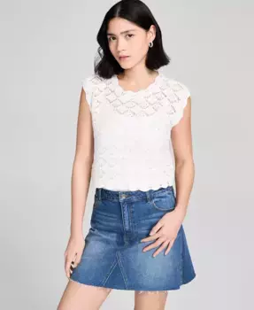 Женский вязаный жилет с круглым вырезом и ажурным краем And Now This, белый