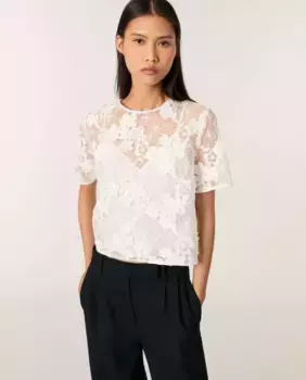 Женский вышитый топ с короткими рукавами Maje, белый