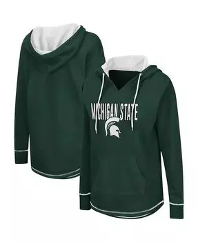 Женский зеленый пуловер с капюшоном и туникой Michigan State Spartans Colosseum, зеленый