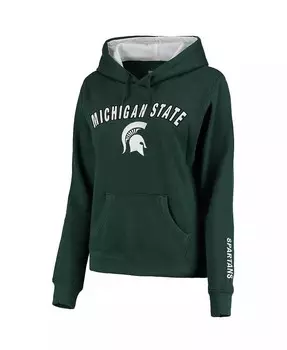 Женский зеленый пуловер с капюшоном Michigan State Spartans Arch и Logo 1 Colosseum, зеленый