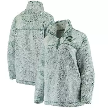 Женский зеленый супермягкий пуловер с молнией на четверть длины Michigan State Spartans Sherpa