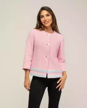 Женский жакет без воротника и подола с контрастной отделкой Fsh, цвет Rosa
