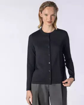 Женский жакет одинарной вязки с длинными рукавами и круглым вырезом Naulover, черный
