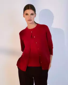 Женский жакет однотонной вязки Woman El Corte Ingls, цвет 600 Rojo