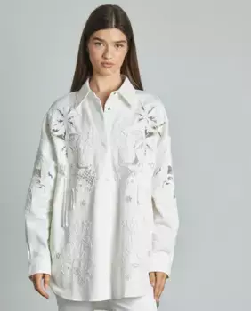 Женский жакет с ажурными и вышитыми деталями Alma en Pena, белый