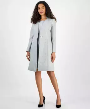 Женский жакет с длинным рукавом и одной пуговицей и платье-футляр без рукавов Le Suit, серебряный