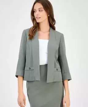 Женский жакет с шалью и рукавом 3/4, Regular & Petite Kasper, зеленый