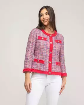 Женский жакет в стиле Chanel с отделкой Fsh, красный