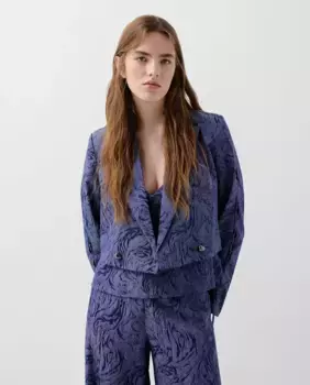 Женский жаккардовый двубортный пиджак Scalpers, синий