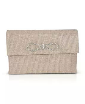 Женский жаккардовый клатч-конверт Dakota Sparkle с бантом из кристаллов Jewel Badgley Mischka, золотой