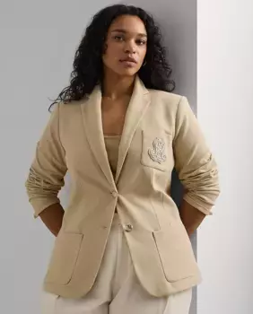 Женский жаккардовый пиджак больших размеров Lauren Ralph Lauren Woman, бежевый