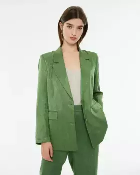 Женский жаккардовый пиджак прямого кроя с застежкой на пуговицы System Action, зеленый