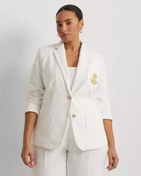 Женский жаккардовый пиджак с нашивкой Lauren Ralph Lauren Woman, белый
