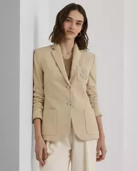 Женский жаккардовый пиджак с нашивкой Lauren Ralph Lauren, цвет Natural