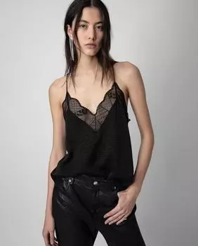 Женский жаккардовый шелковый топ Christy для нижнего белья Zadig & Voltaire, черный