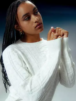 Женский жаккардовый свитер из моно-органического хлопка Bench., цвет marshmallow