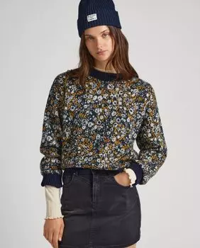 Женский жаккардовый свитер с цветочным принтом Pepe Jeans, мультиколор