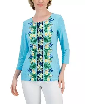 Женский жаккардовый топ в тропическом стиле JM Collection