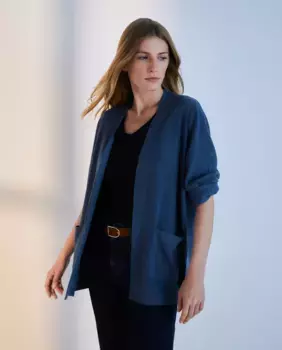 Женский жемчужный вязаный кардиган Woman El Corte Ingls, темно-синий