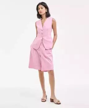 Женский жилет без рукавов с V-образным вырезом и застежкой на пуговицы BOSS Orange, розовый