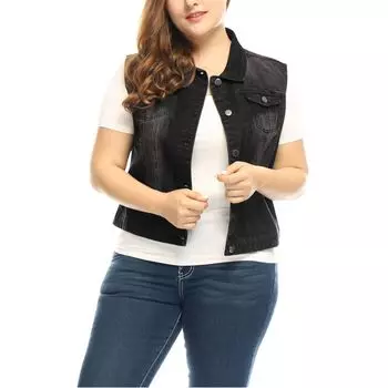 Женский жилет больших размеров, модная верхняя одежда, джинсовая куртка без рукавов Agnes Orinda, синий