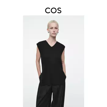 Женский жилет Cos с капюшоном из смесовой шерсти, черный
