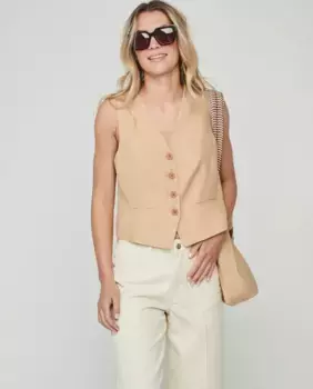 Женский жилет из вискозы с застежкой на пуговицы & Me Unlimited, цвет Camel
