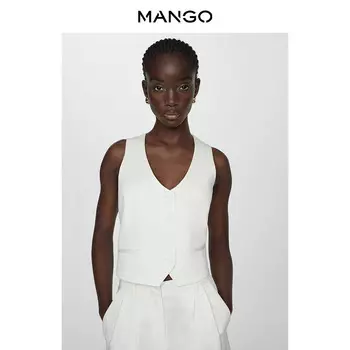 Женский жилет Mango из смеси хлопка и льна, белый