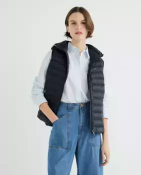 Женский жилет на молнии и капюшоне Tommy Hilfiger, темно-синий