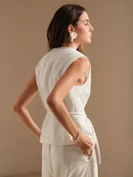 Женский жилет премиум-класса с тонкой талией цвета слоновой кости Anewsta, белый