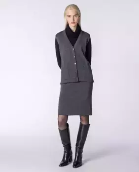 Женский жилет простой вязки с карманами Naulover, темно-серый