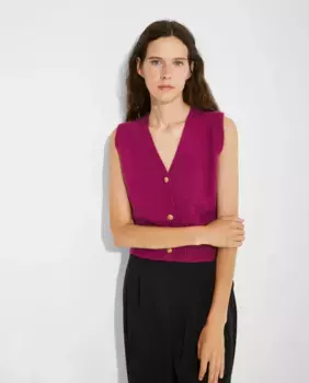 Женский жилет с эффектом меха на пуговицах Nalle, фиолетовый