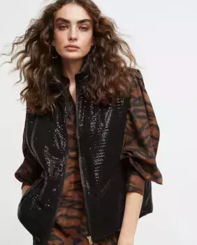 Женский жилет с эффектом пайеток и застежкой-молнией Lola Casademunt, черный