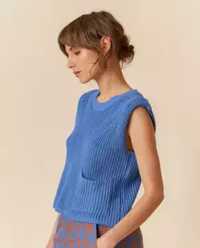 Женский жилет с круглым вырезом и английским швом Indi & Cold, синий