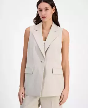 Женский жилет с лацканами и одной пуговицей Anne Klein, белый