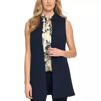 Женский жилет с ребристым воротником, пуловер, топ DKNY, темно-синий