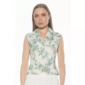 Женский жилет с воротником и пуговицами без рукавов Alexia Admor, цвет sage floral