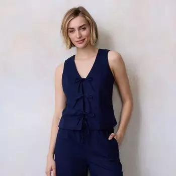 Женский жилет с завязкой спереди Lc Lauren Conrad, цвет seattle navy