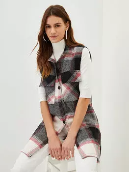 Женский жилет в клетку с воротником рубашки LCWAIKIKI Classic
