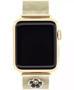 Женский золотистый сетчатый ремешок с подвеской «Чайная роза» для Apple Watch, 38, 40, 41 мм Coach, желтый